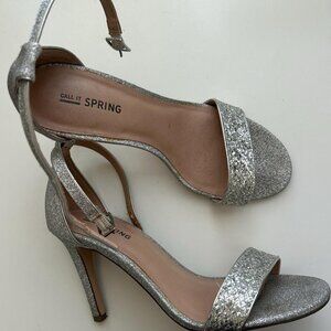 silver glitter heels